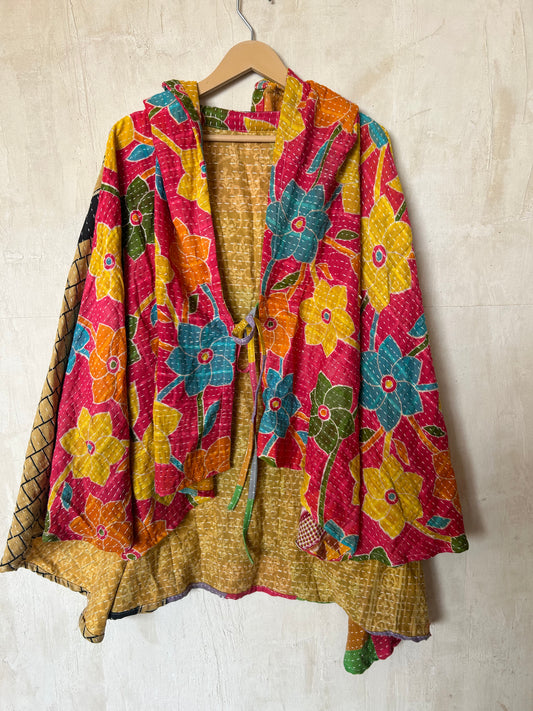 Kantha Hood Poncho KHDK 283