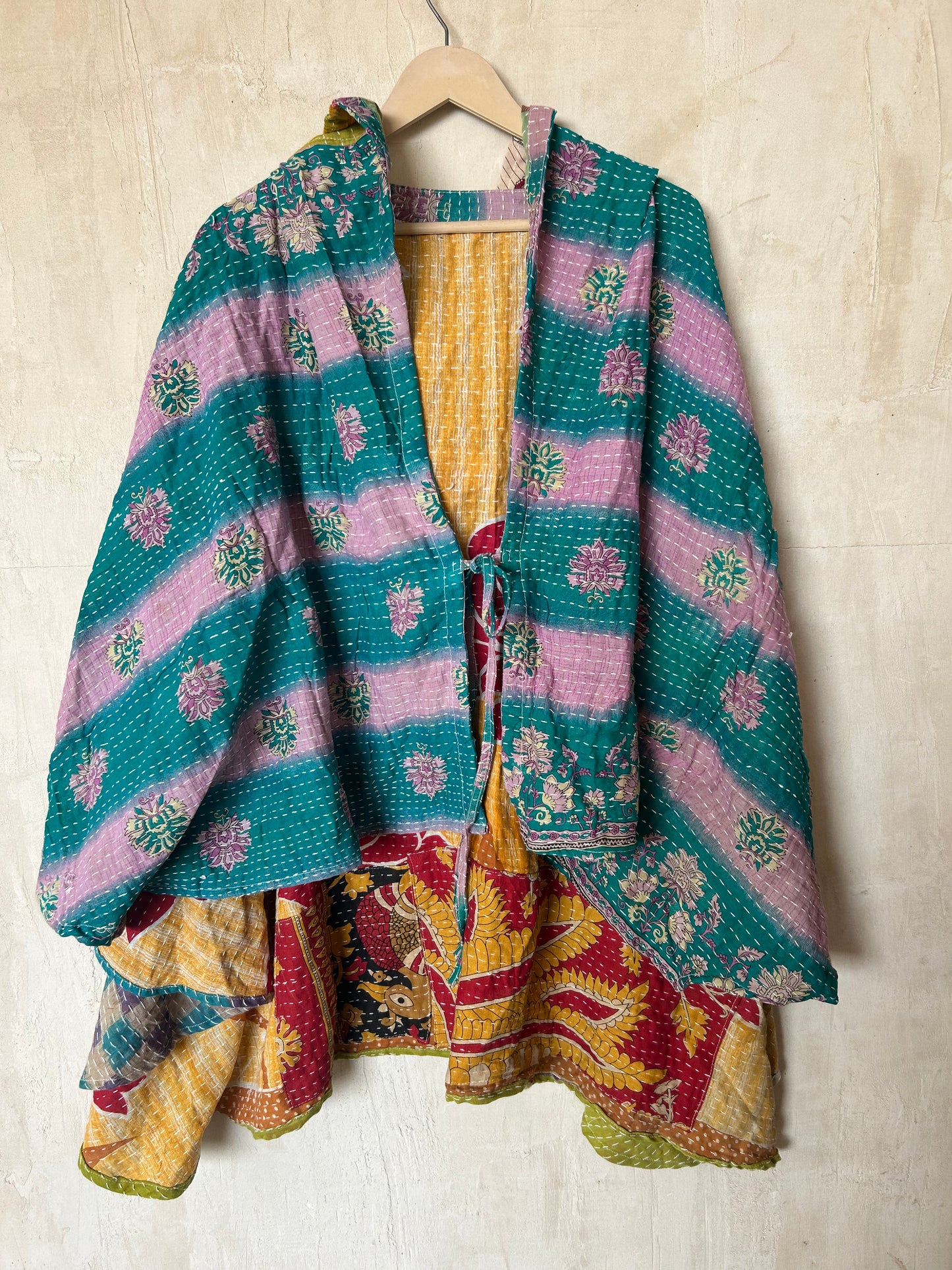 Kantha Hood Poncho KHDK 284