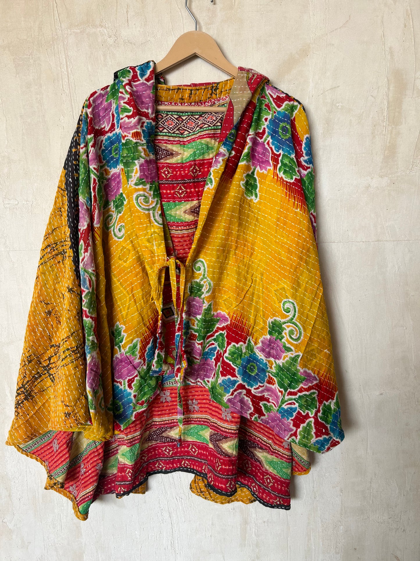 Kantha Hood Poncho KHDK 285