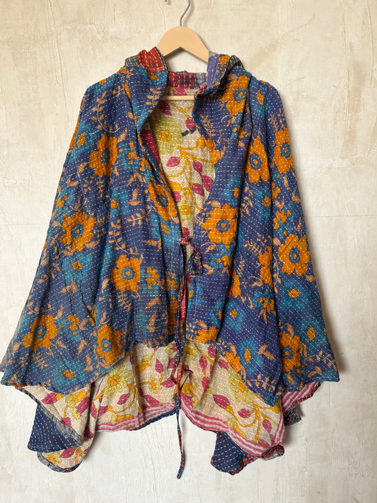 Kantha Hood Poncho KHDK 286