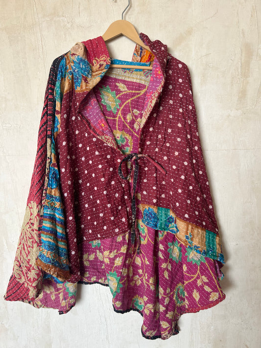 Kantha Hood Poncho KHDK 288