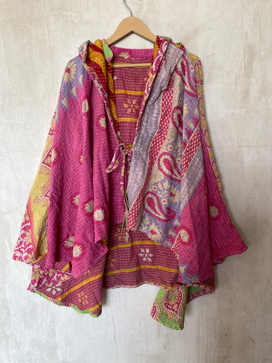 Kantha Hood Poncho KHDK 29