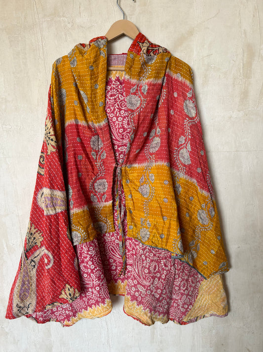 Kantha Hood Poncho KHDK 290