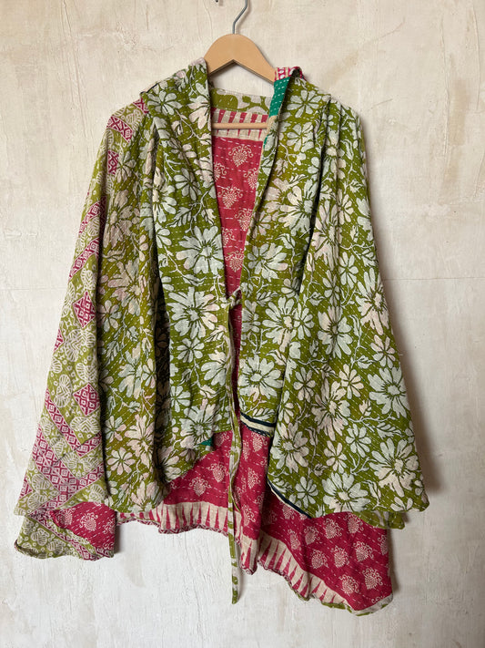 Kantha Hood Poncho KHDK 291