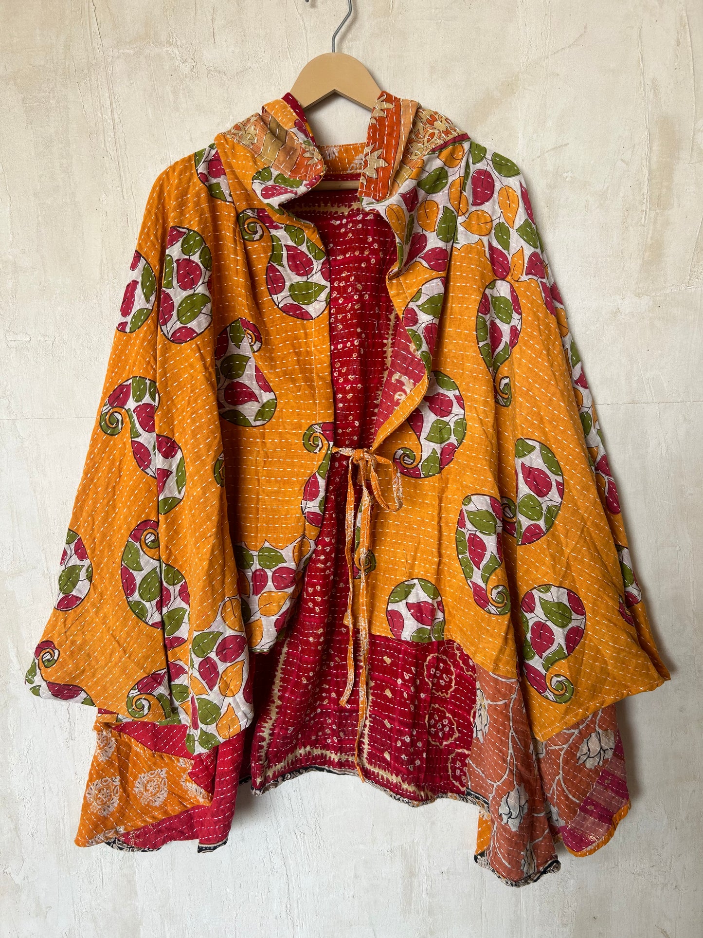 Kantha Hood Poncho KHDK 292