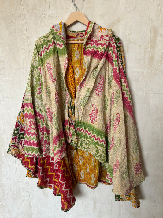 Kantha Hood Poncho KHDK 293