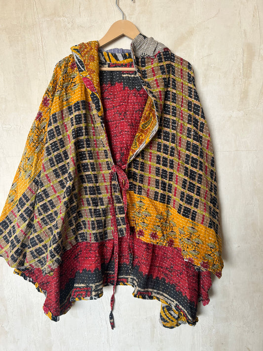 Kantha Hood Poncho KHDK 294