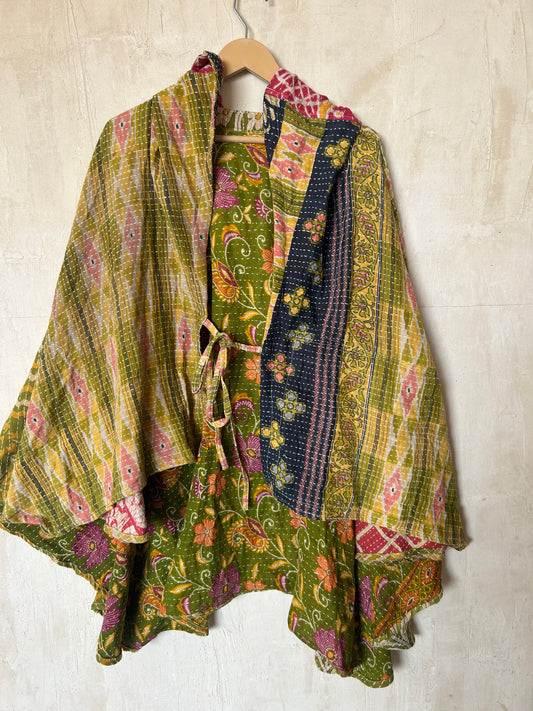 Kantha Hood Poncho KHDK 295