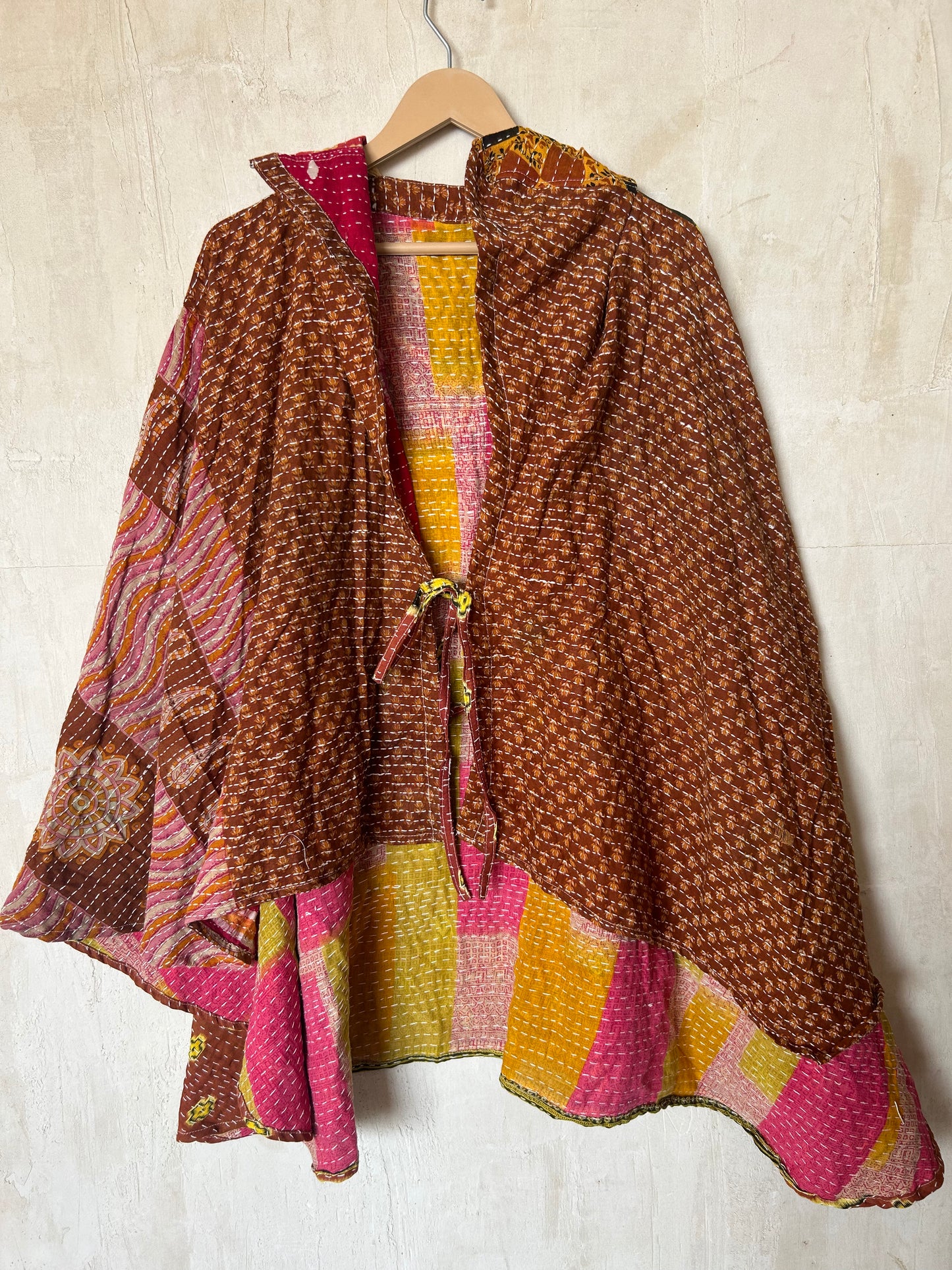 Kantha Hood Poncho KHDK 296