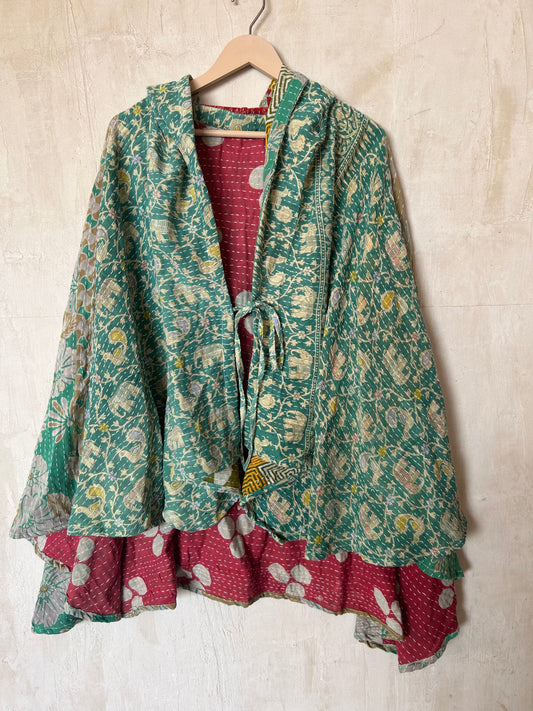 Kantha Hood Poncho KHDK 298