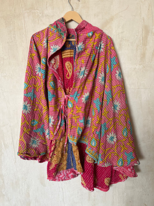 Kantha Hood Poncho KHDK 299