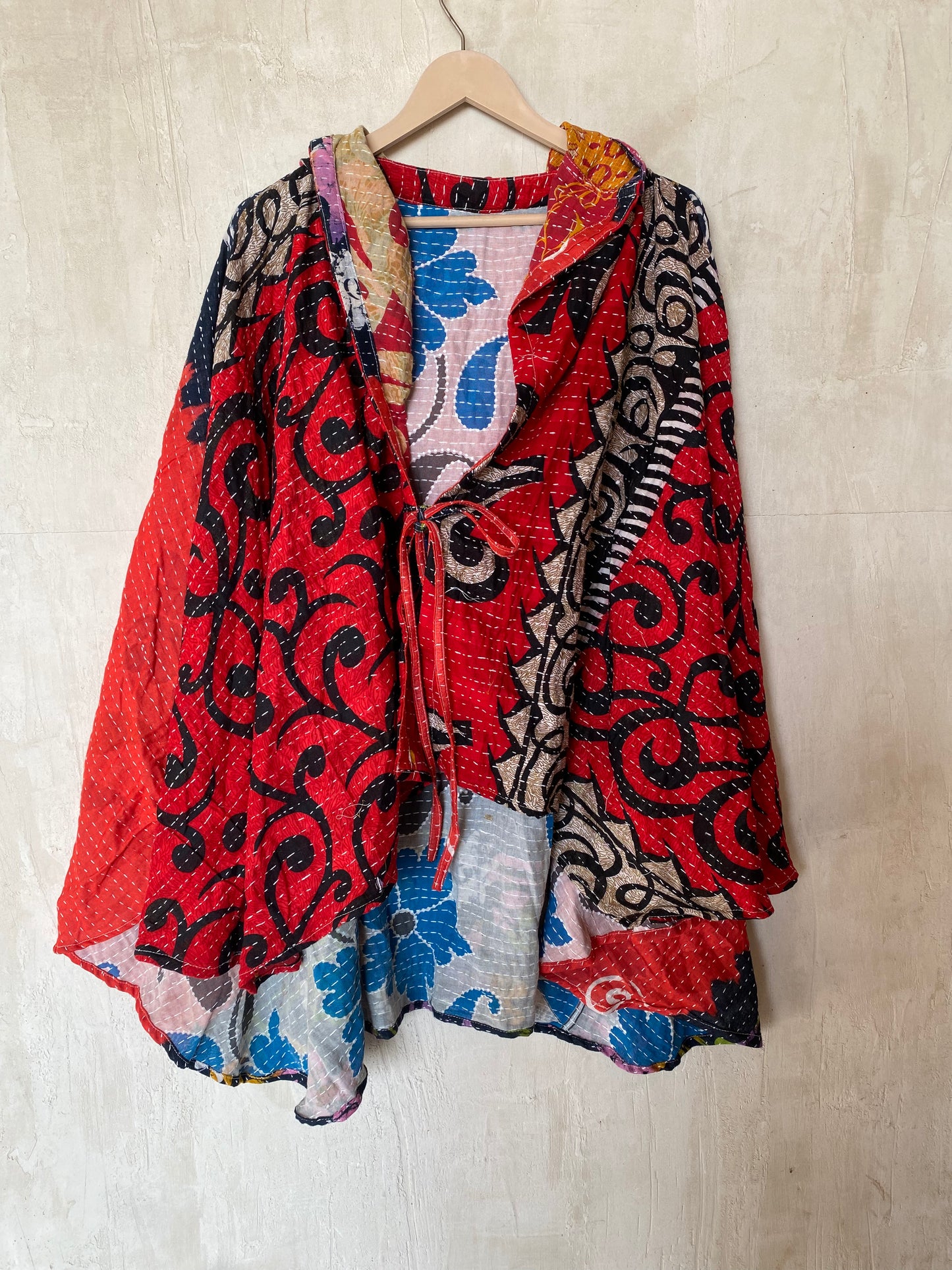 Kantha Hood Poncho KHDK 30