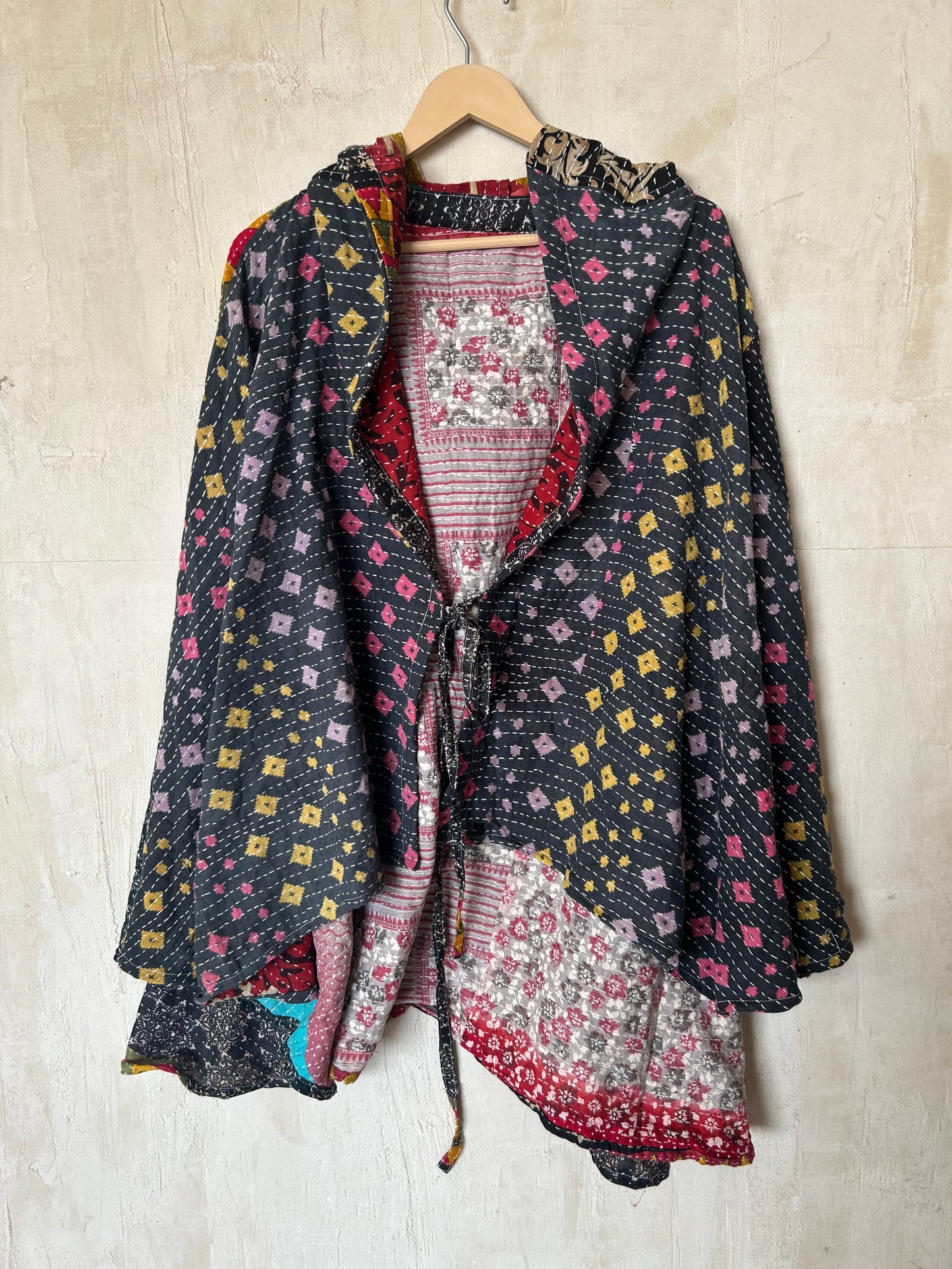 Kantha Hood Poncho KHDK 301