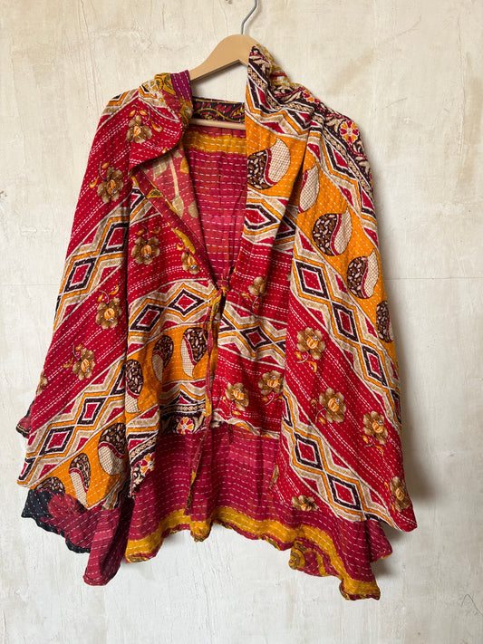 Kantha Hood Poncho KHDK 304