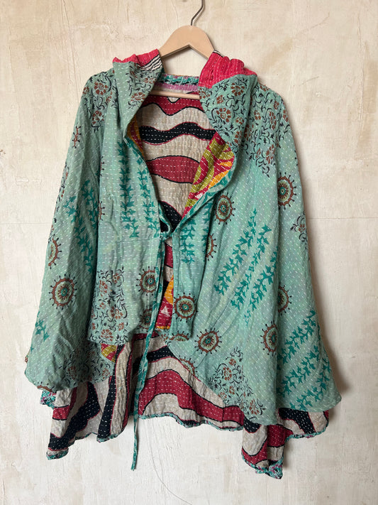 Kantha Hood Poncho KHDK 305