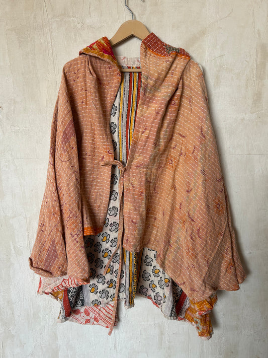 Kantha Hood Poncho KHDK 306