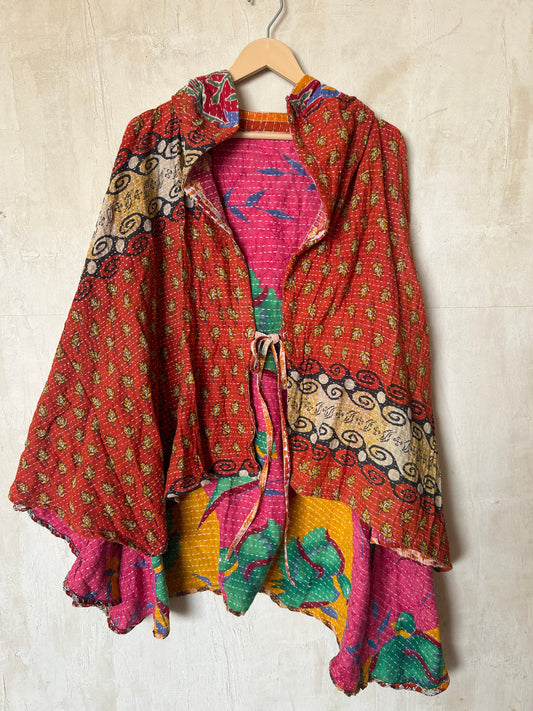 Kantha Hood Poncho KHDK 307