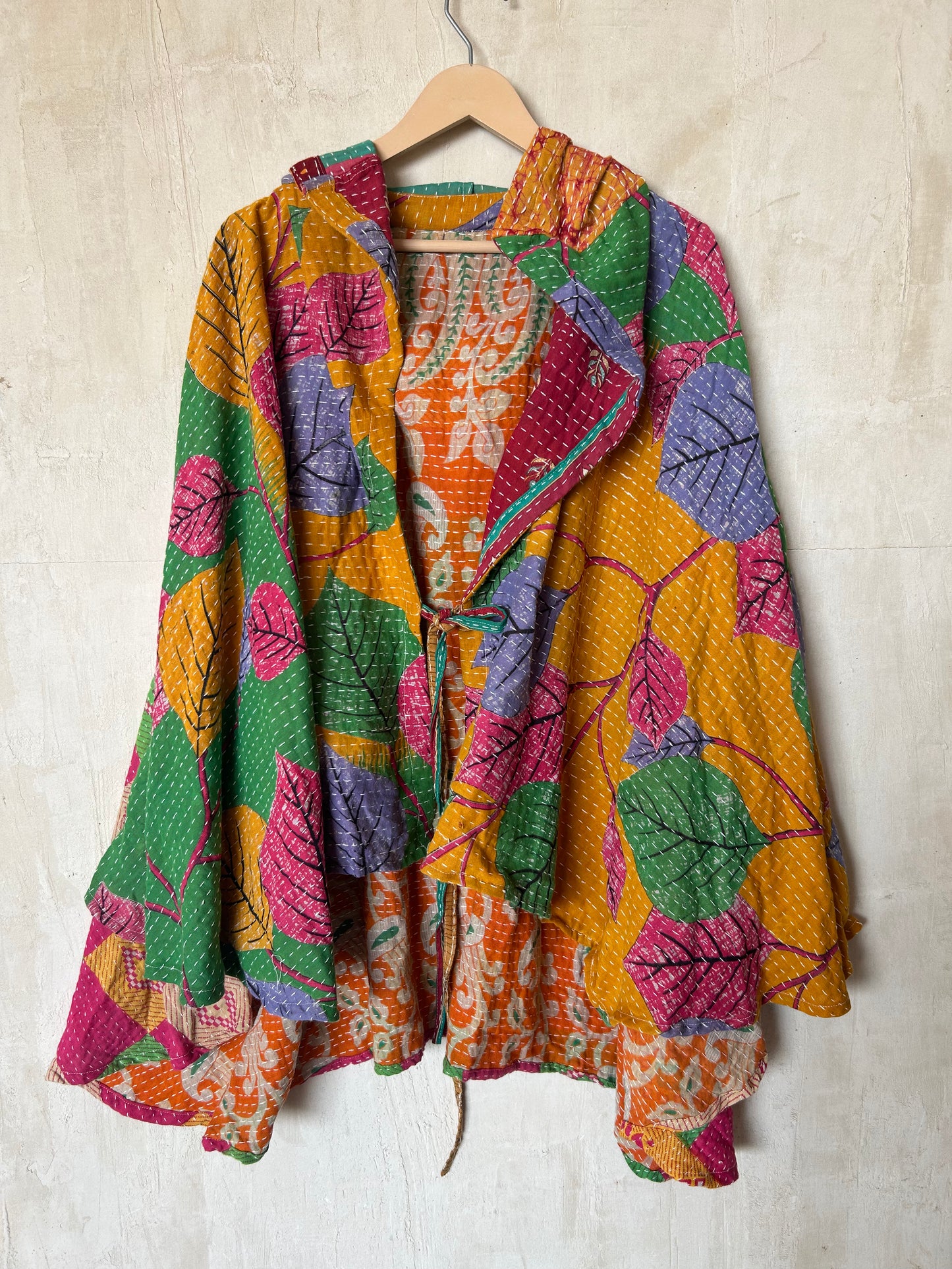 Kantha Hood Poncho KHDK 308