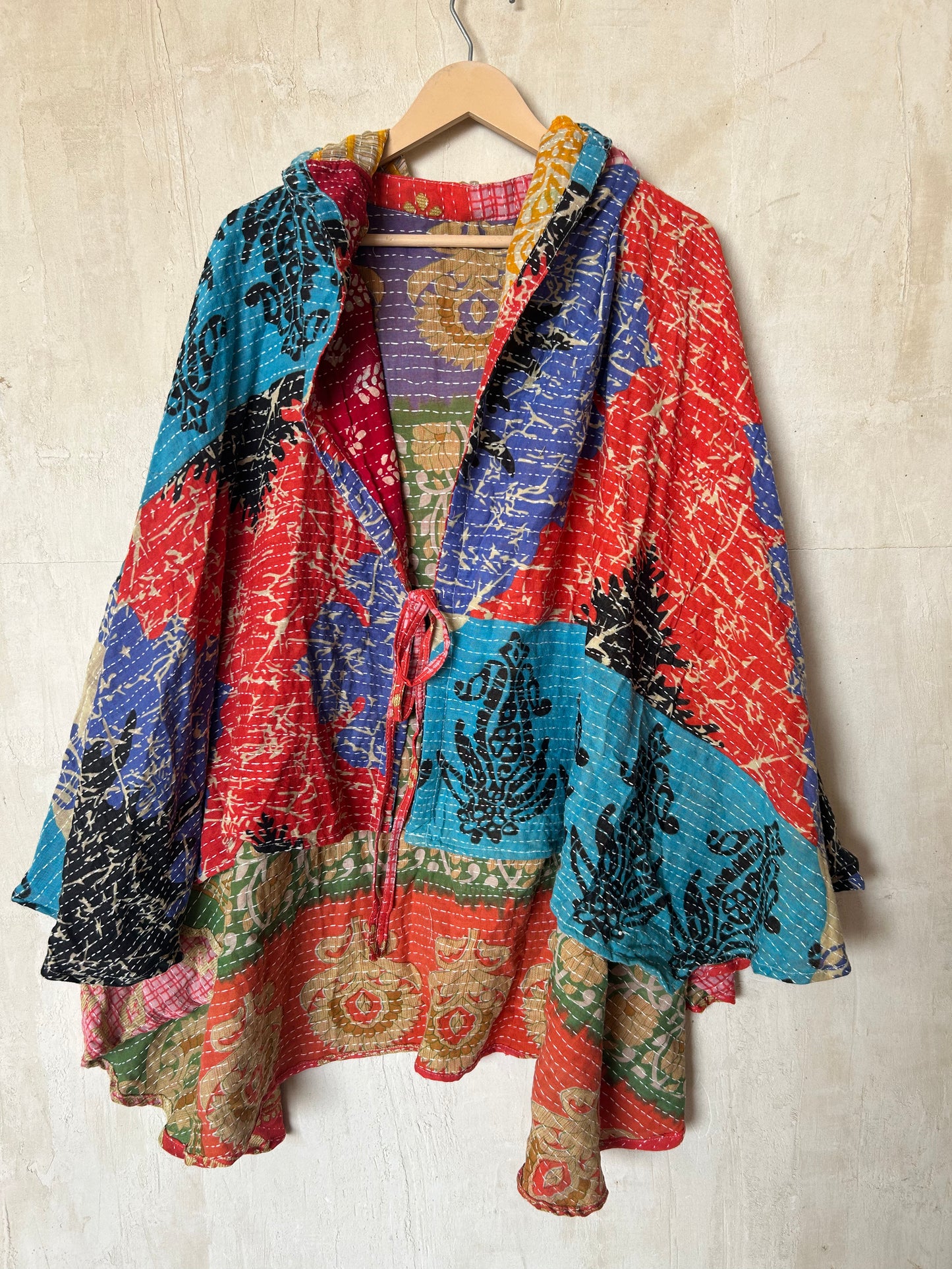 Kantha Hood Poncho KHDK 309