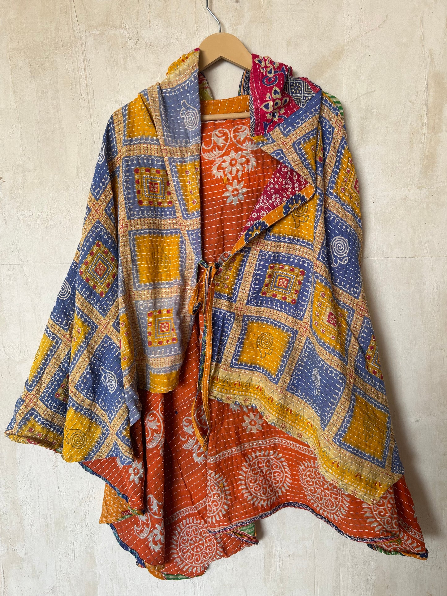 Kantha Hood Poncho KHDK 310