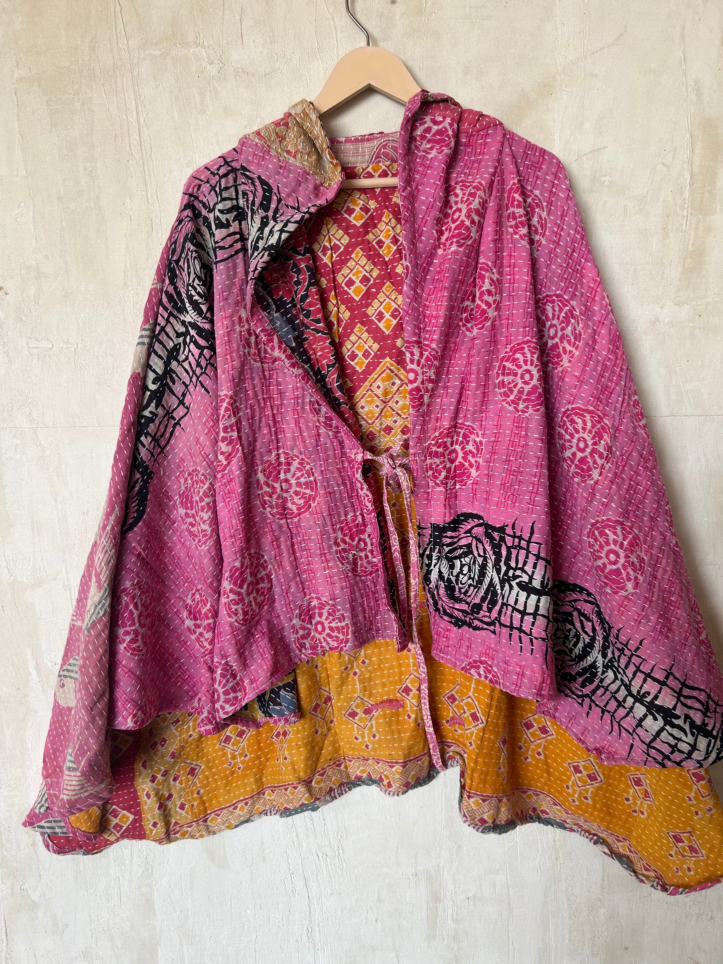 Kantha Hood Poncho KHDK 311