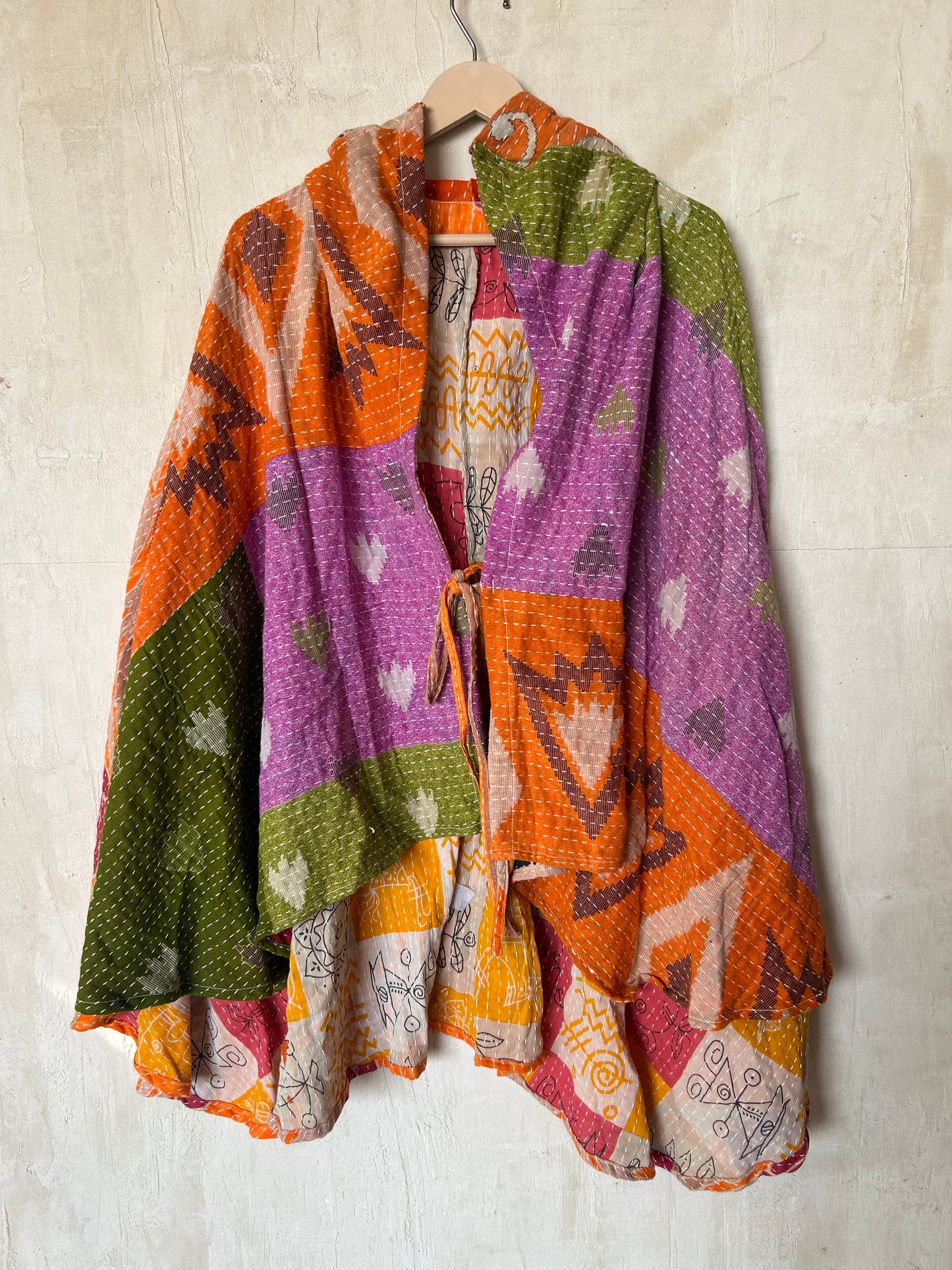 Kantha Hood Poncho KHDK 312