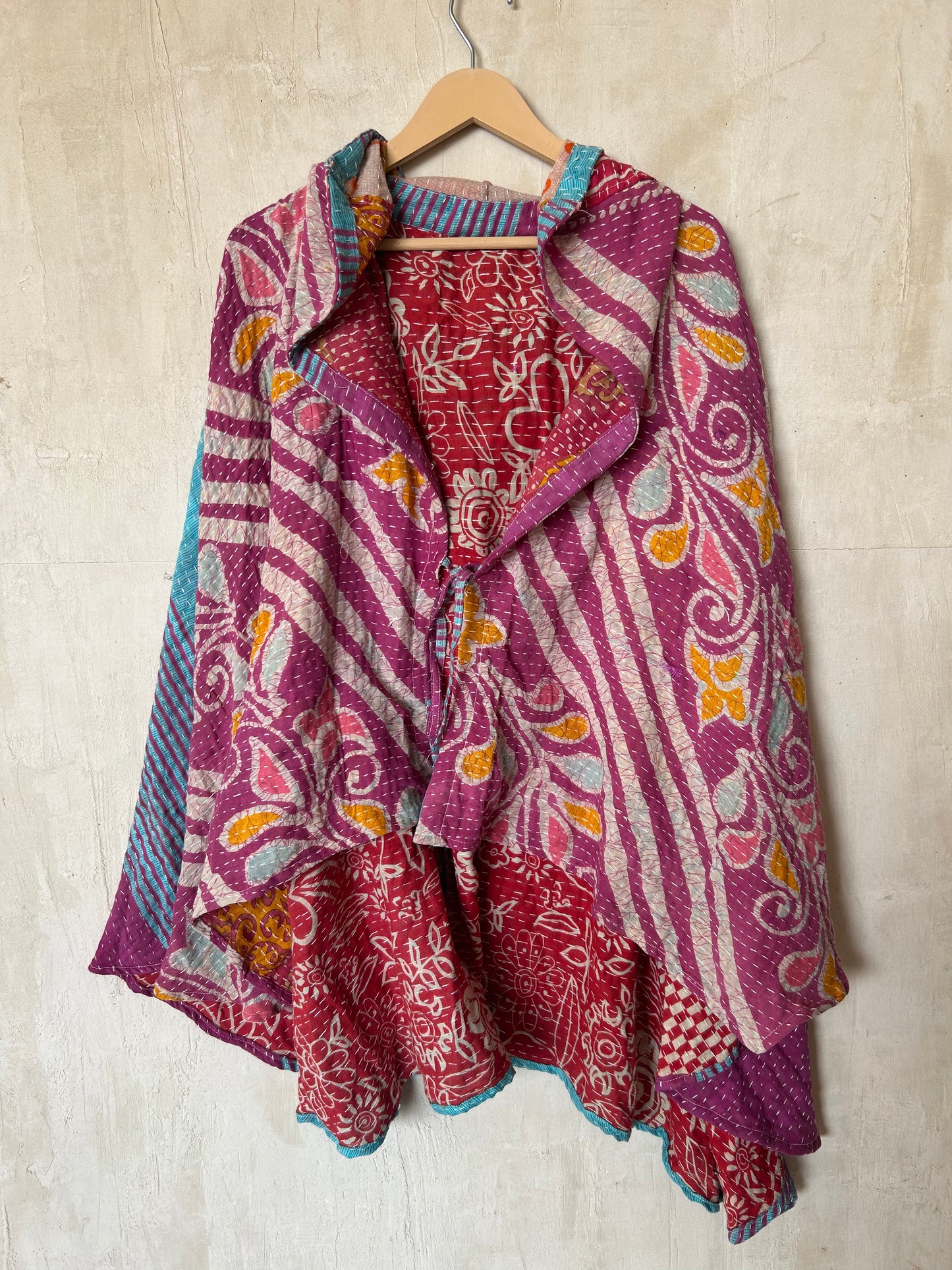 Kantha Hood Poncho KHDK 314