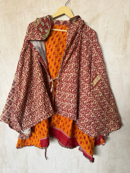 Kantha Hood Poncho KHDK 315