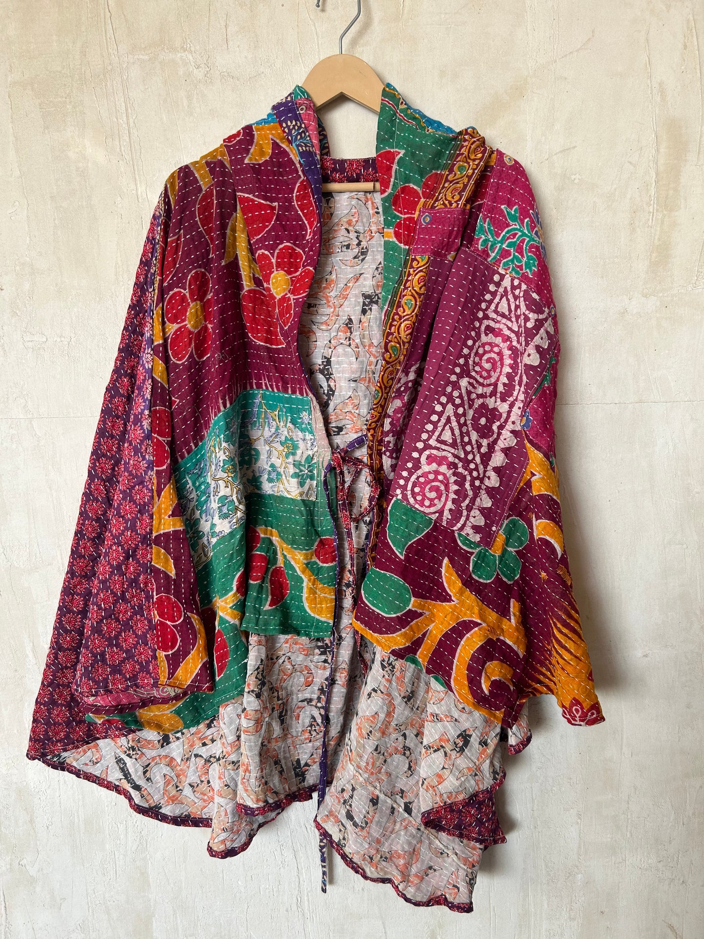 Kantha Hood Poncho KHDK 318