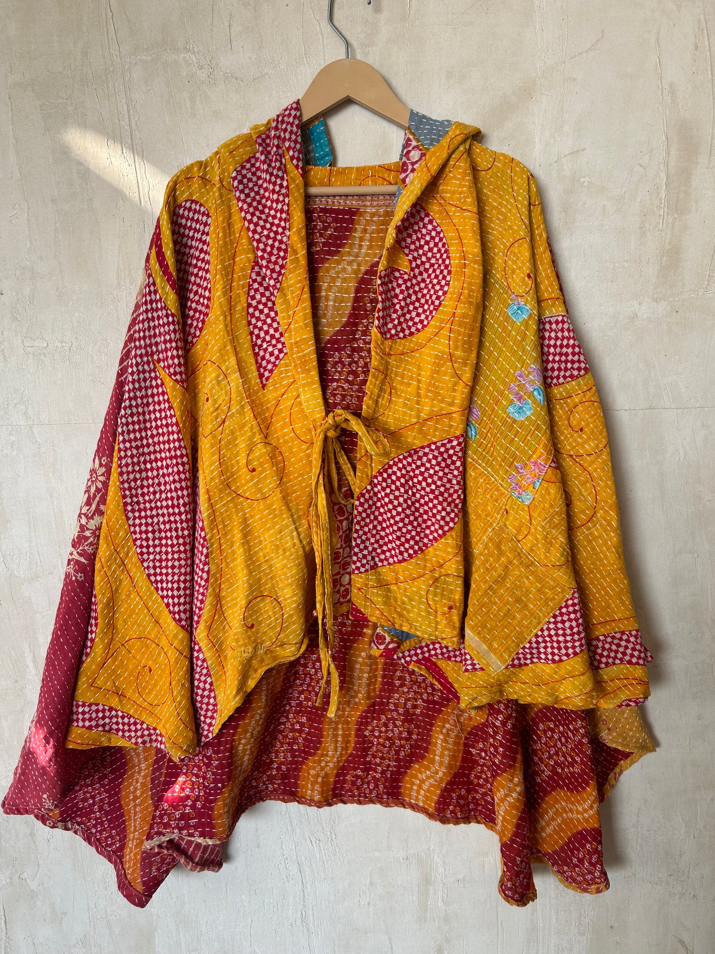 Kantha Hood Poncho KHDK 319