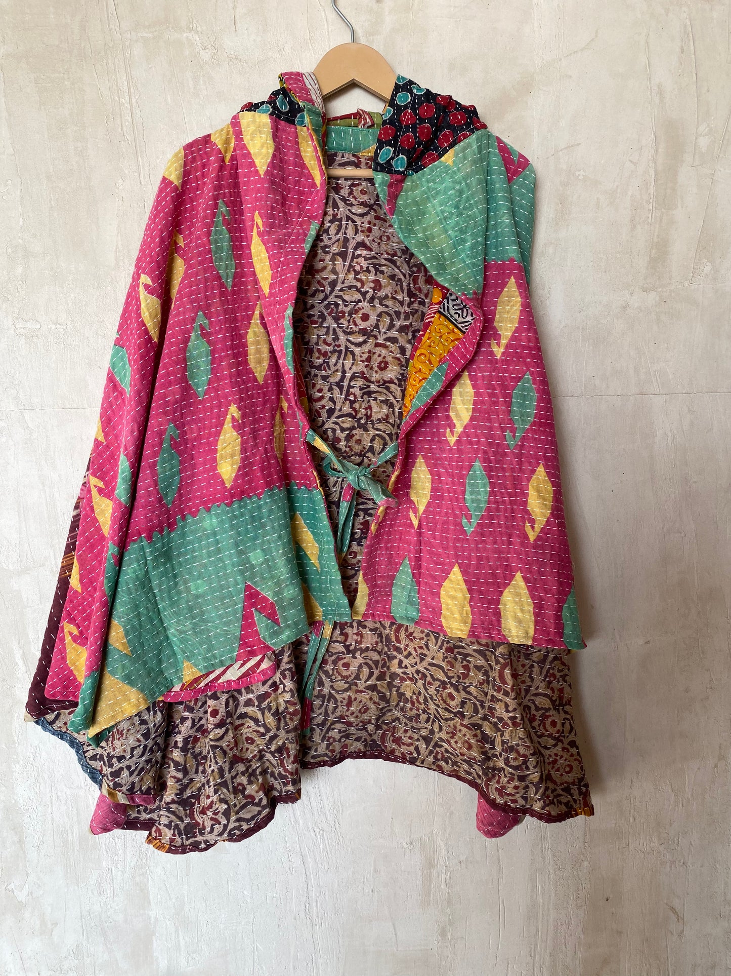 Kantha Hood Poncho KHDK 32