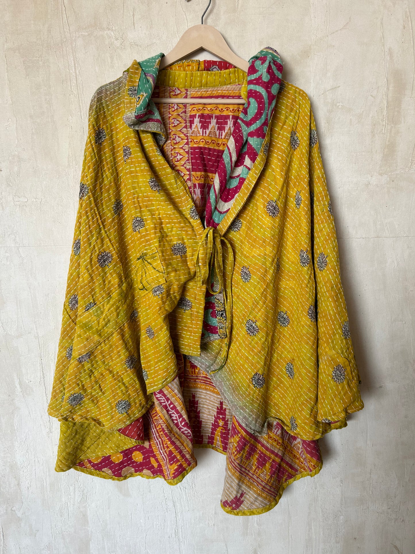 Kantha Hood Poncho KHDK 320