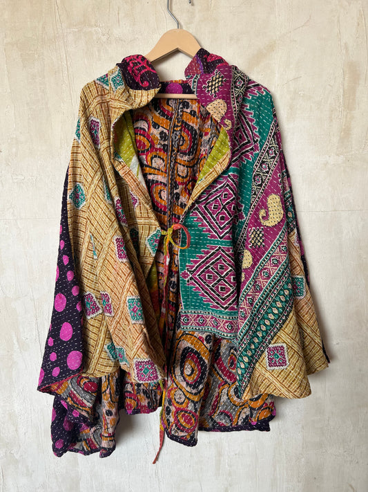 Kantha Hood Poncho KHDK 321