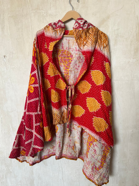 Kantha Hood Poncho KHDK 325