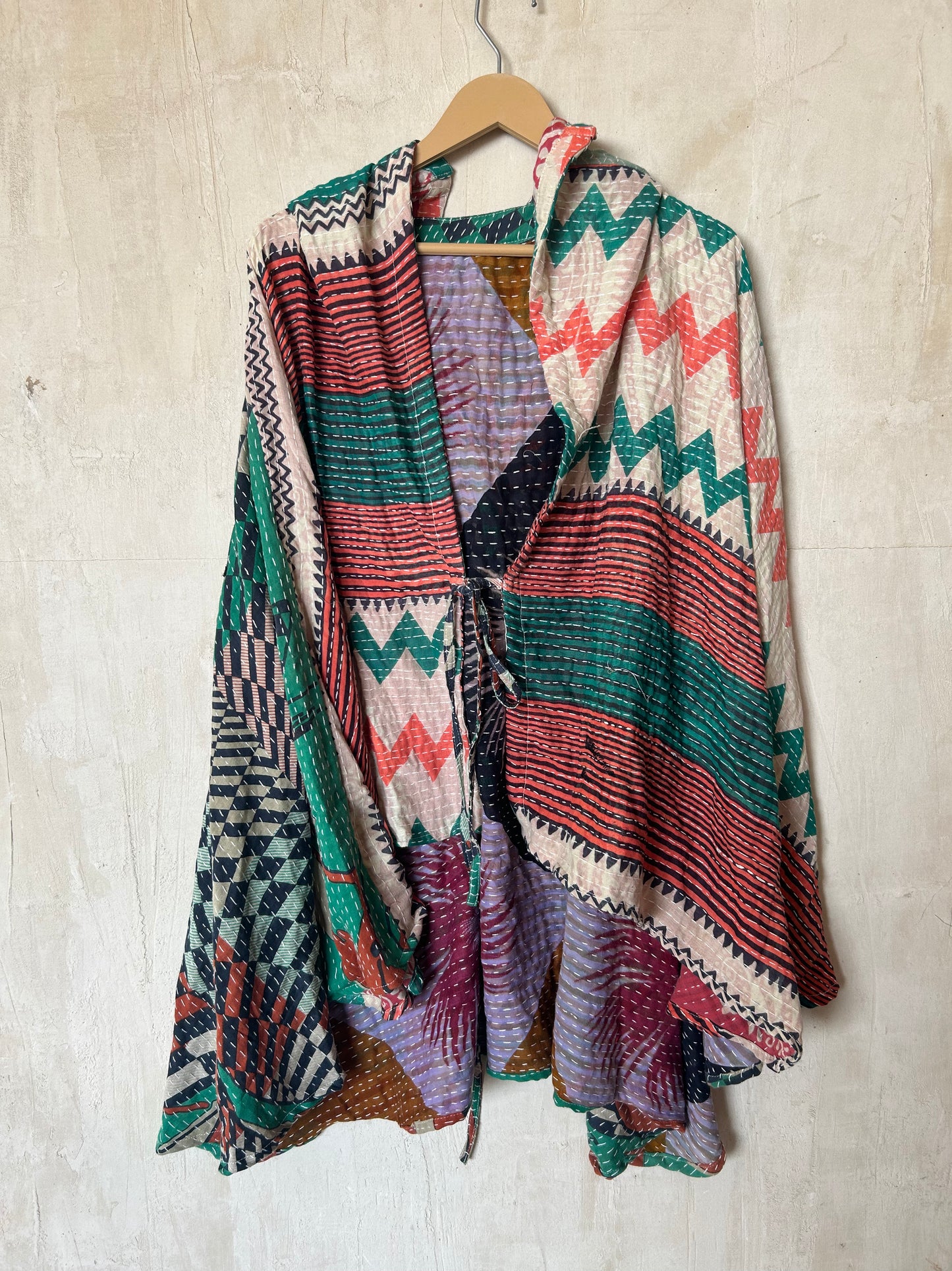 Kantha Hood Poncho KHDK 327