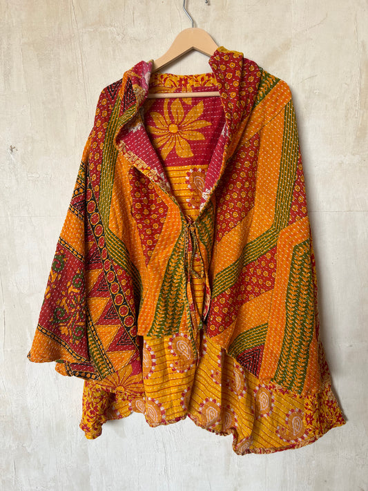 Kantha Hood Poncho KHDK 328