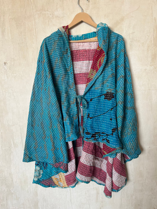 Kantha Hood Poncho KHDK 329