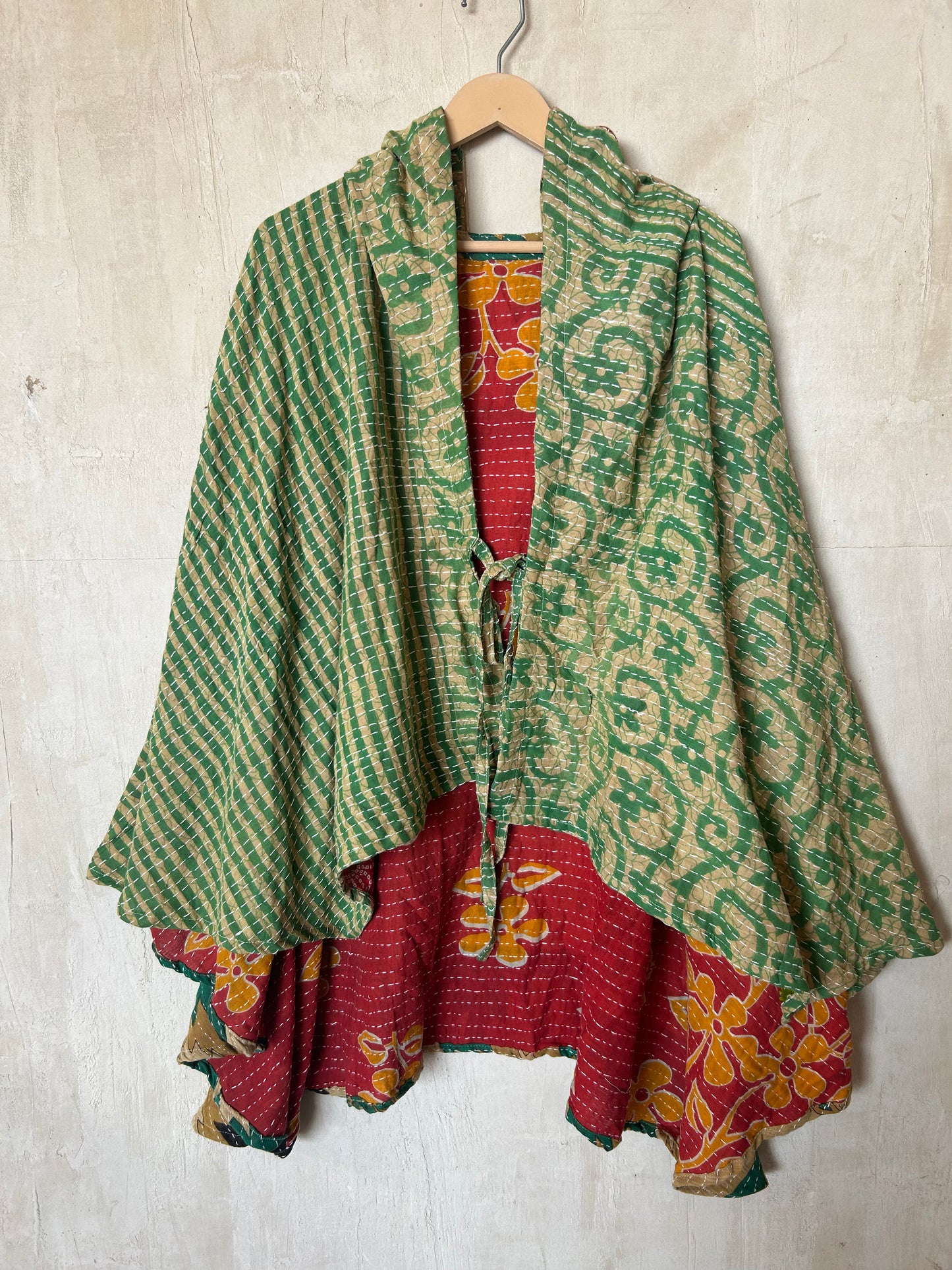 Kantha Hood Poncho KHDK 331