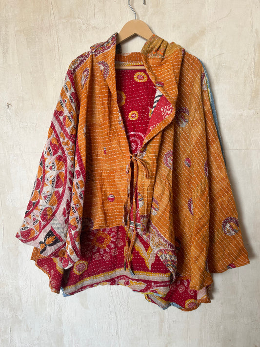 Kantha Hood Poncho KHDK 332