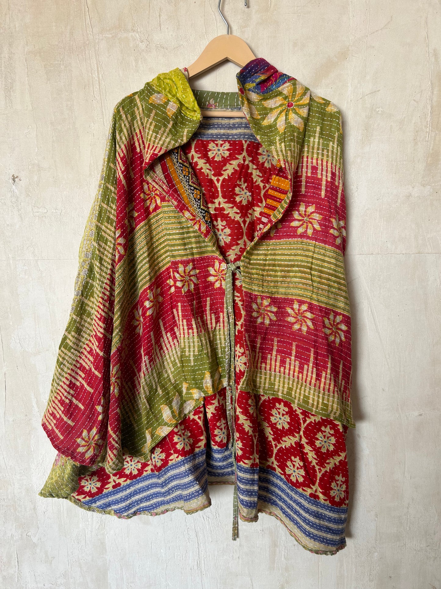 Kantha Hood Poncho KHDK 334