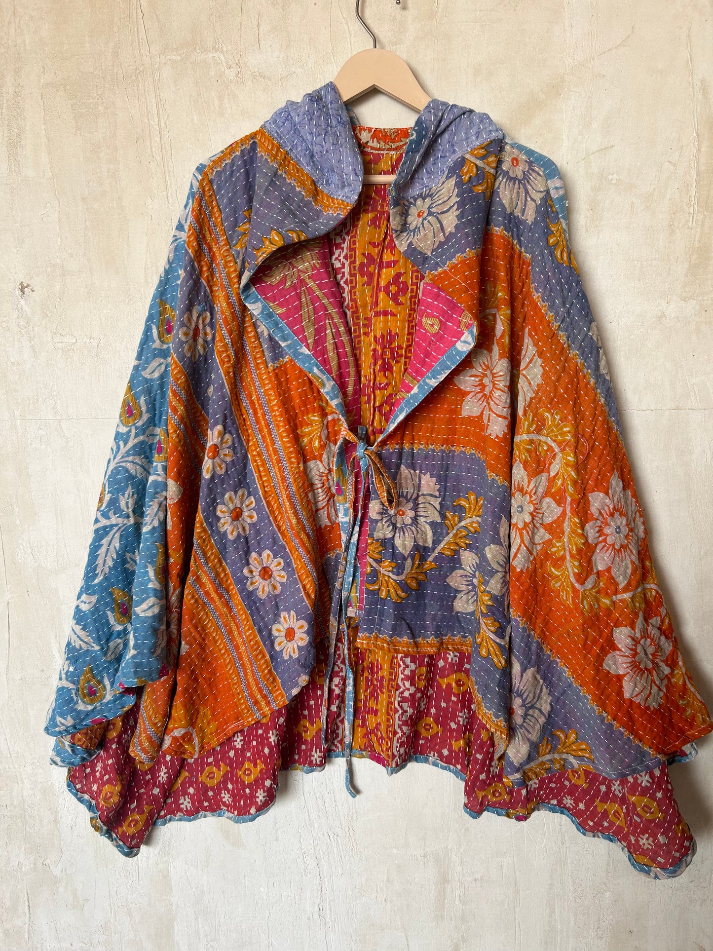 Kantha Hood Poncho KHDK 335