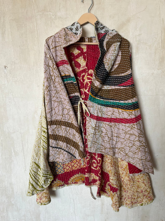 Kantha Hood Poncho KHDK 336