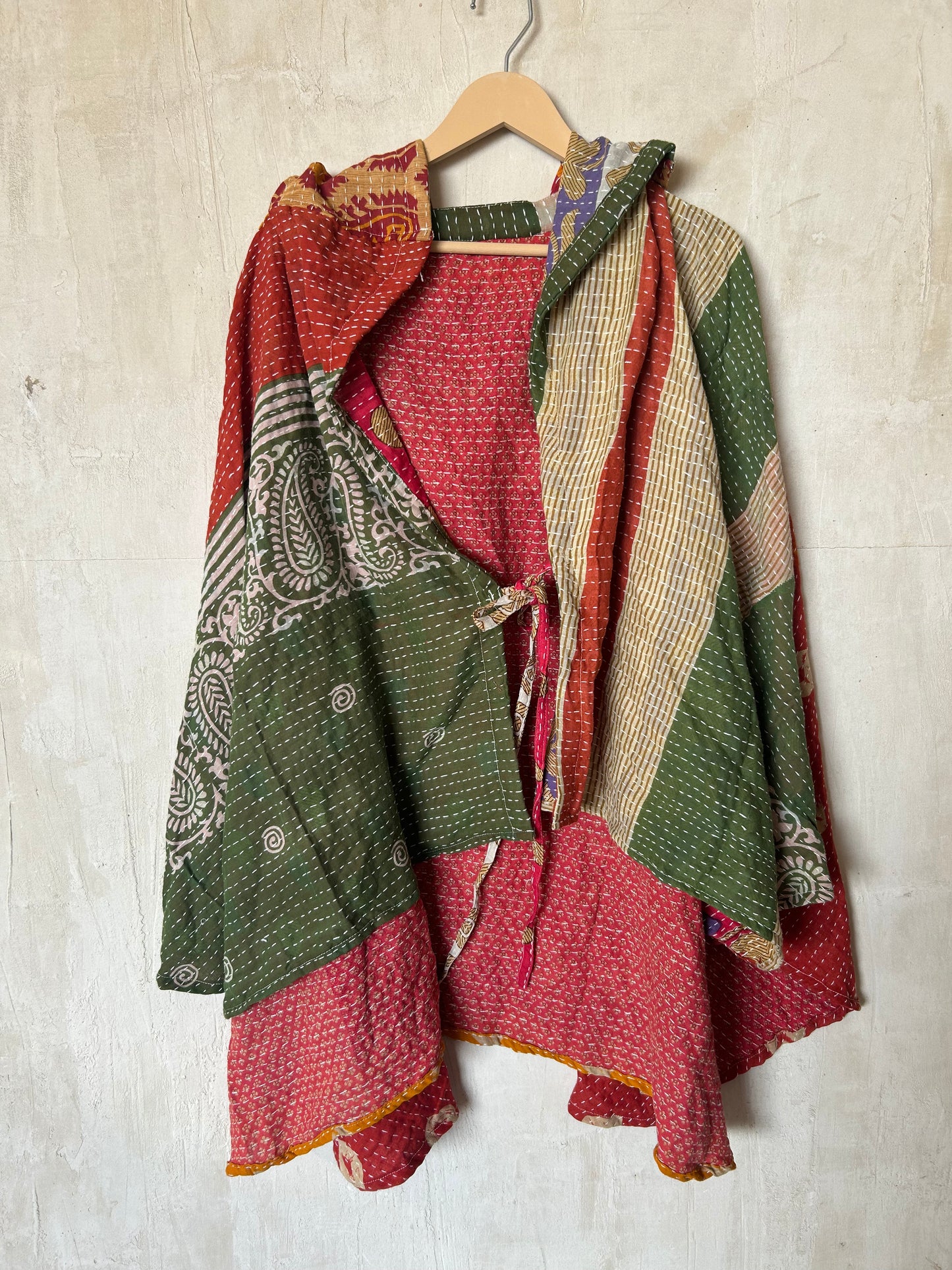 Kantha Hood Poncho KHDK 337