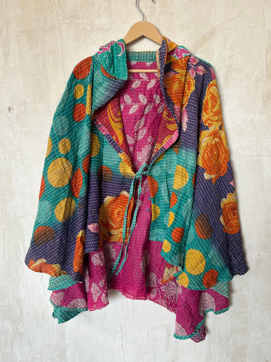 Kantha Hood Poncho KHDK 338