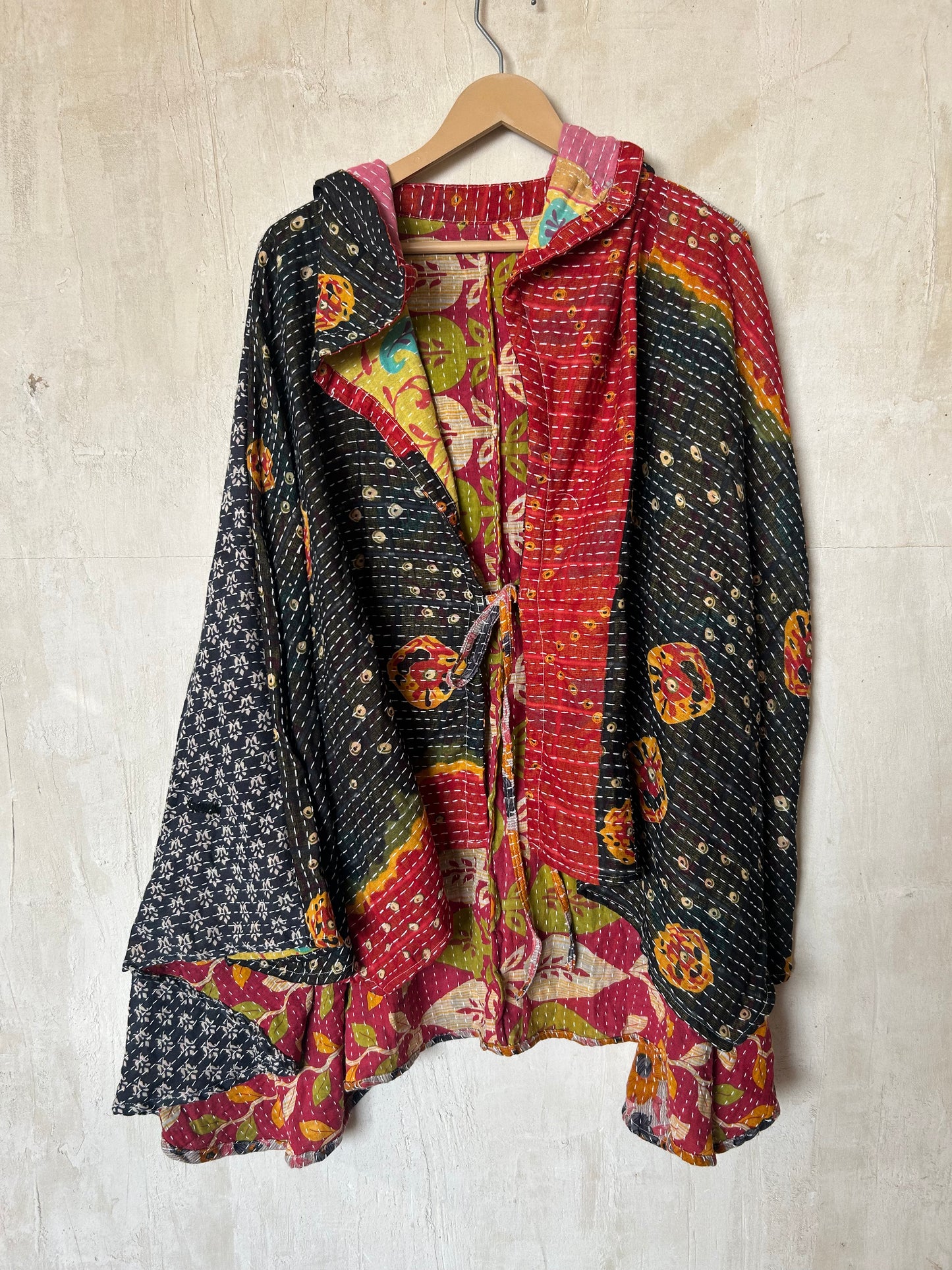 Kantha Hood Poncho KHDK 340