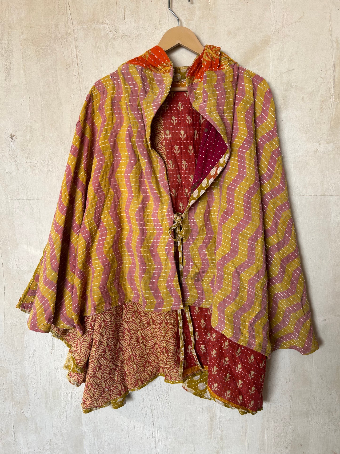 Kantha Hood Poncho KHDK 341