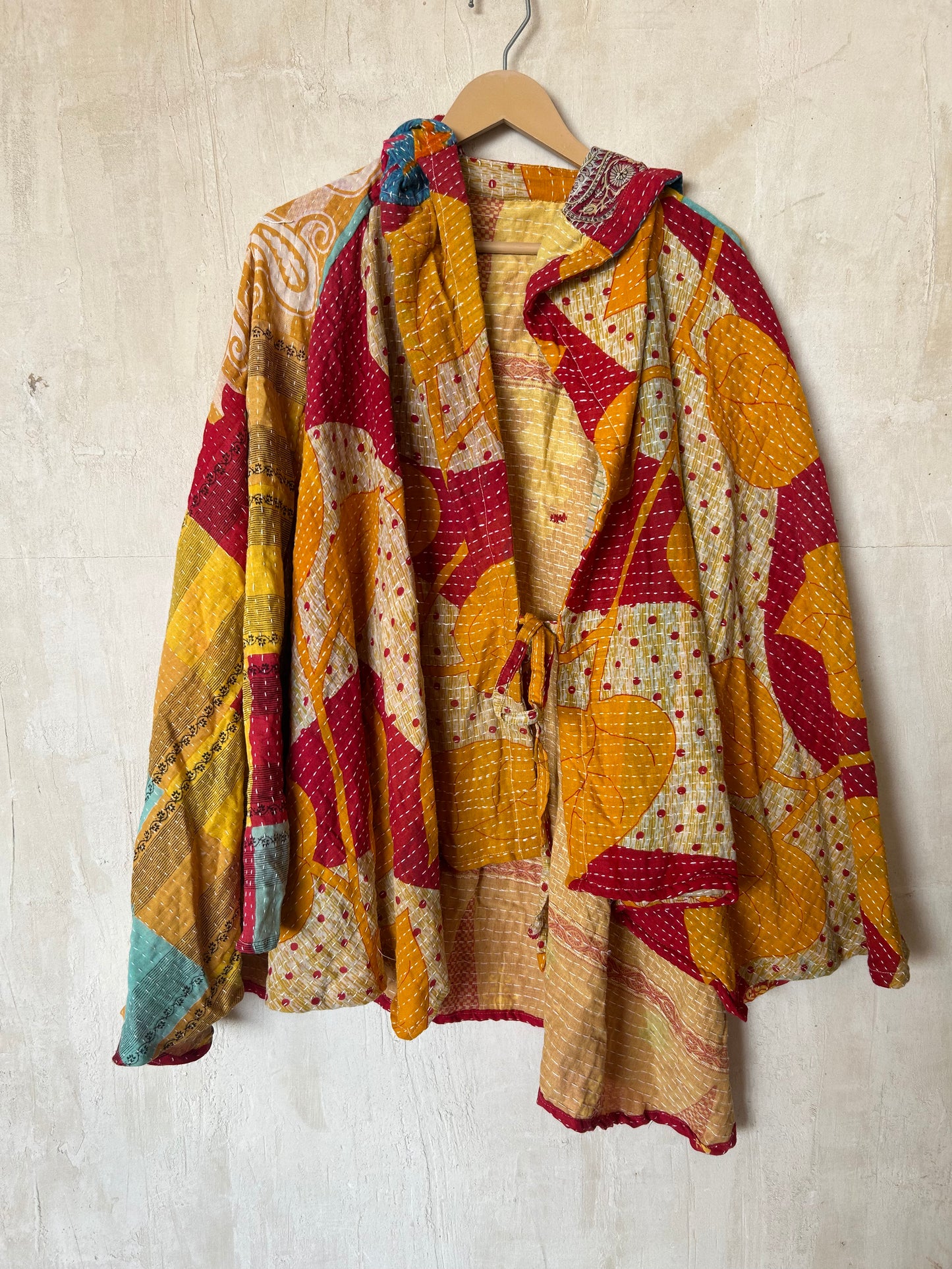 Kantha Hood Poncho KHDK 342