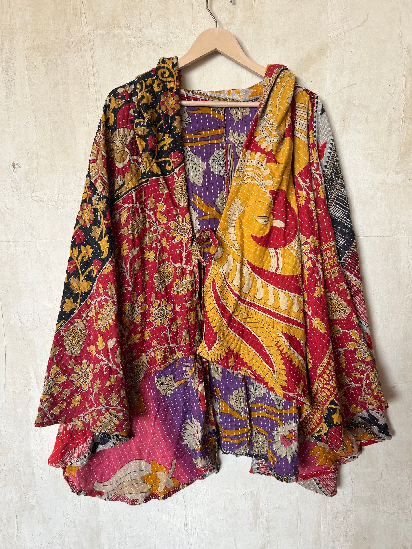 Kantha Hood Poncho KHDK 344