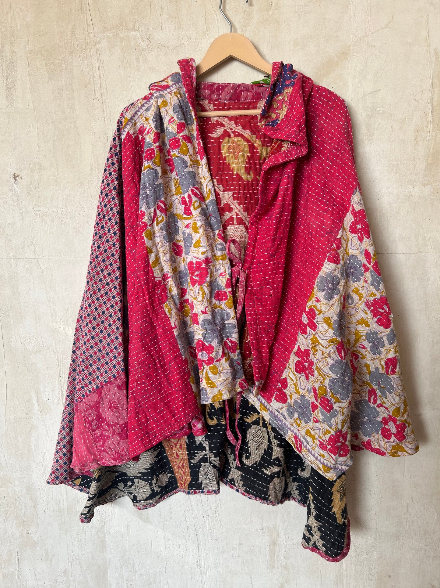 Kantha Hood Poncho KHDK 345