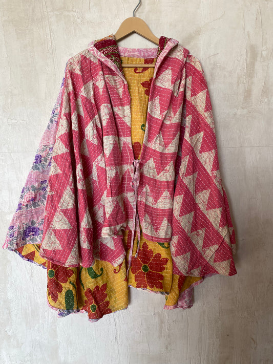 Kantha Hood Poncho KHDK 36